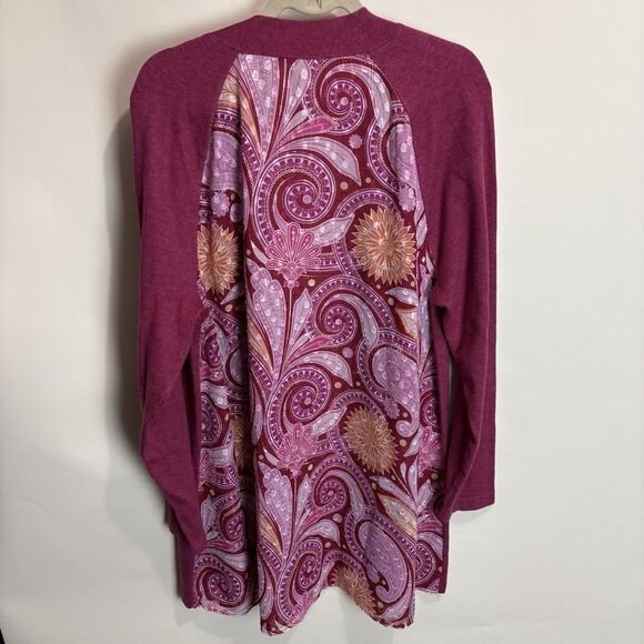 Soft Surroundings Pattern Paisley Back Open Cardigan Sweater in Pink Size XL - Picture 6 of 10